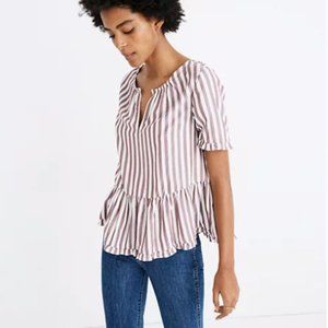 Madewell Stanza Ruffle-Hem Top in Stripe